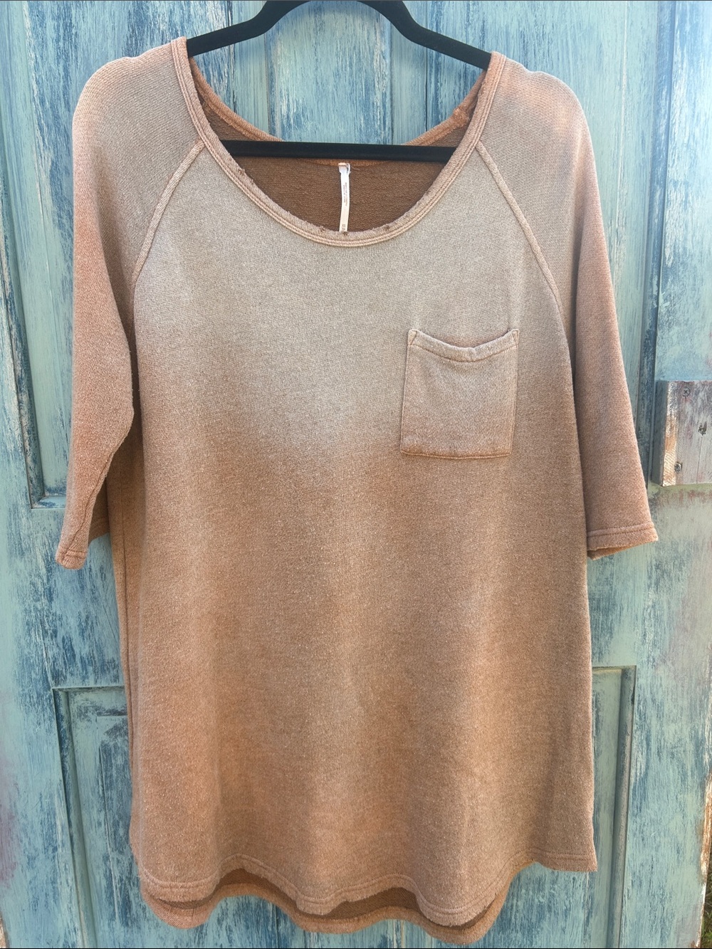 Free people oversized ombré distressed terry sweatshirt tunic top